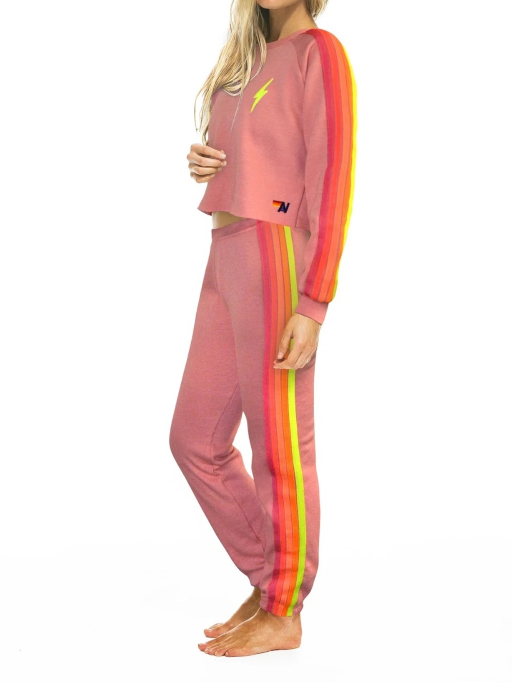 Aviator Nation Rose Pink Bolt Classic Jogger Sweatpant Size S